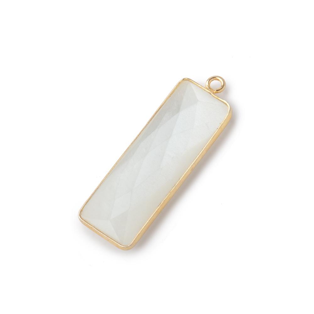 31x11mm Vermeil Bezel White Moonstone Bar 1 ring pendant 1 piece - Beadsofcambay.com