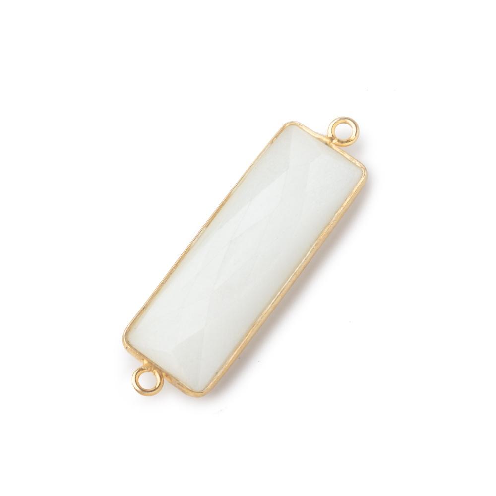 31x11mm Vermeil Bezel White Moonstone Bar 2 ring Connector North South 1 pc - Beadsofcambay.com