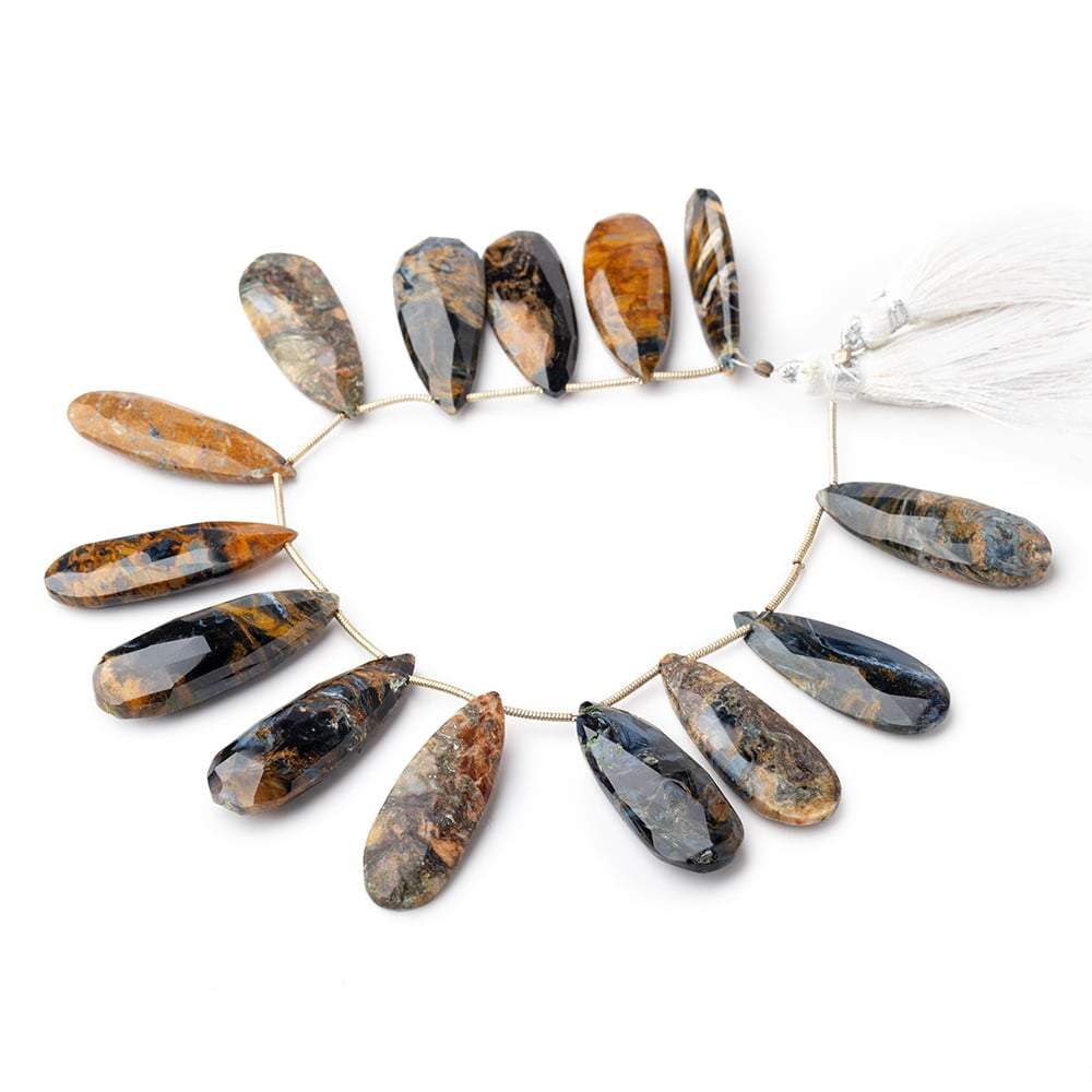 31x12-36x12mm Pietersite Faceted Pear Beads 7 inch 14 pieces - Beadsofcambay.com