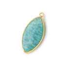 31x16mm Vermeil Bezel Amazonite Plain Marquise Pendant 1 Focal Bead - Beadsofcambay.com