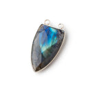 31x19mm Silver Bezel Labradorite Faceted Point Connector 1 piece - Beadsofcambay.com