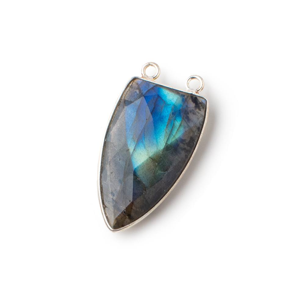 31x19mm Silver Bezel Labradorite Faceted Point Connector 1 piece - Beadsofcambay.com