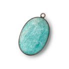 31x21mm Black Gold .925 Bezel Amazonite Plain Oval Pendant 1 Focal Bead - Beadsofcambay.com