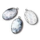 31x21mm Black Gold Bezel Dendritic Opal Plain Oval Pendant 1 piece - Beadsofcambay.com