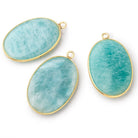 31x21mm Vermeil Bezel Amazonite Plain Oval Pendant 1 Focal Bead - Beadsofcambay.com