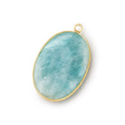 31x21mm Vermeil Bezel Amazonite Plain Oval Pendant 1 Focal Bead - Beadsofcambay.com