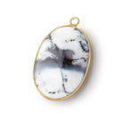 31x21mm Vermeil Bezel Dendritic Opal Plain Oval Pendant 1 piece - Beadsofcambay.com