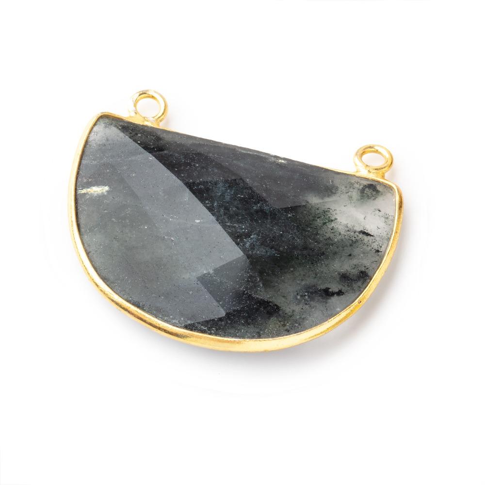 31x21mm Vermeil Bezel Moss Quartz Half Moon East West Connector 1 piece - Beadsofcambay.com