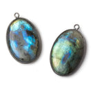 31x22mm Black Gold Bezel Labradorite plain oval pendant 1 piece - Beadsofcambay.com