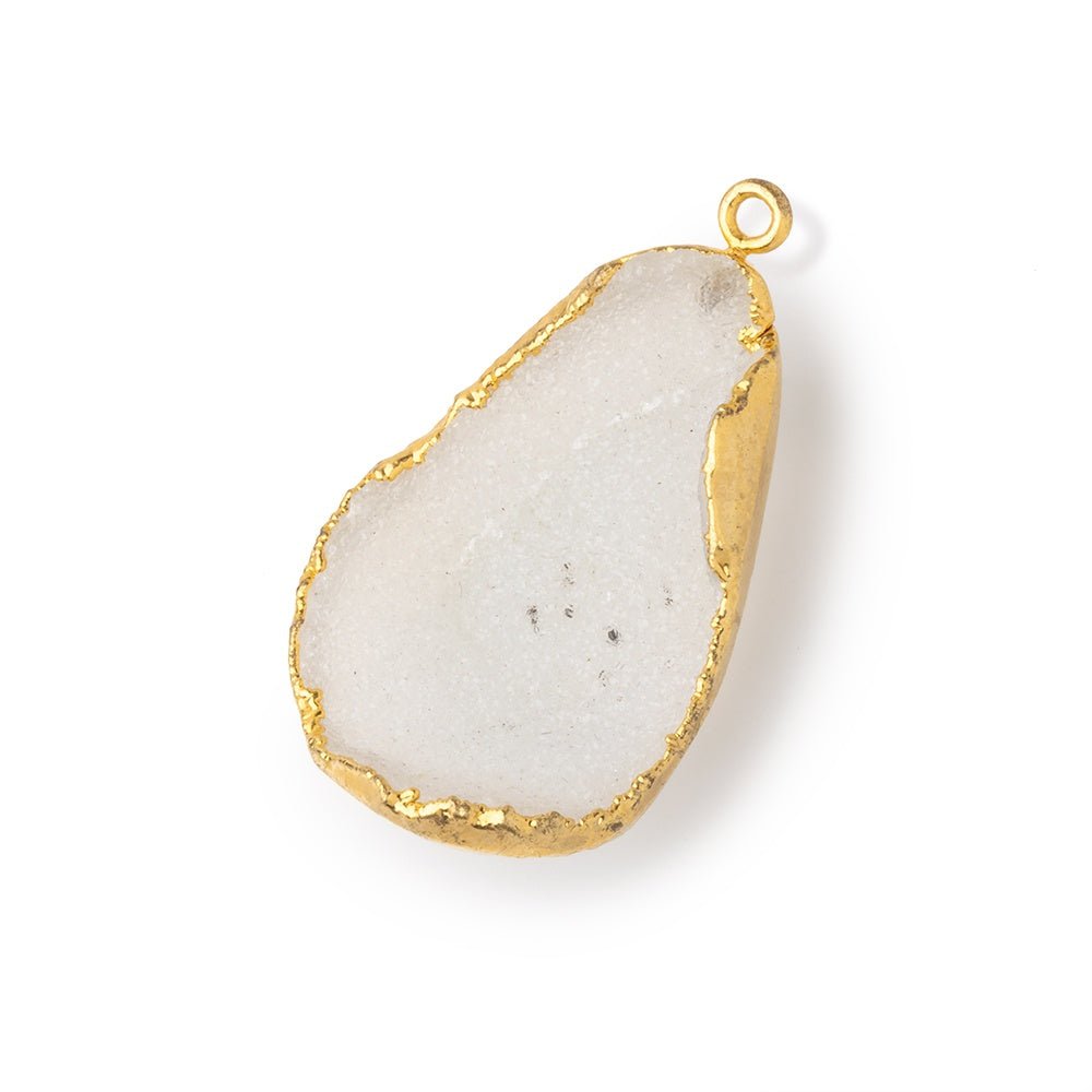 31x22mm Gold Leafed White Concave Drusy Pendant 1 focal piece - Beadsofcambay.com