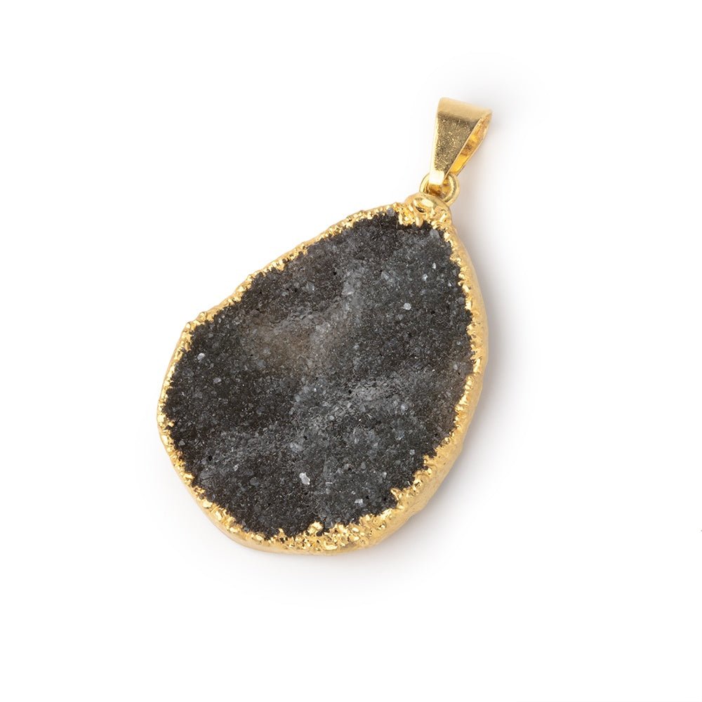 31x24mm Gold Leafed Gray Drusy Pendant 1 focal piece - Beadsofcambay.com