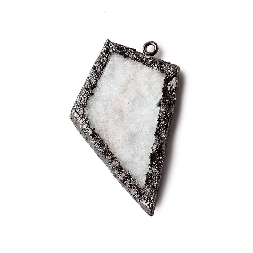 31x26mm Black Gold Leafed White Drusy Freeform Pendant 1 piece - Beadsofcambay.com