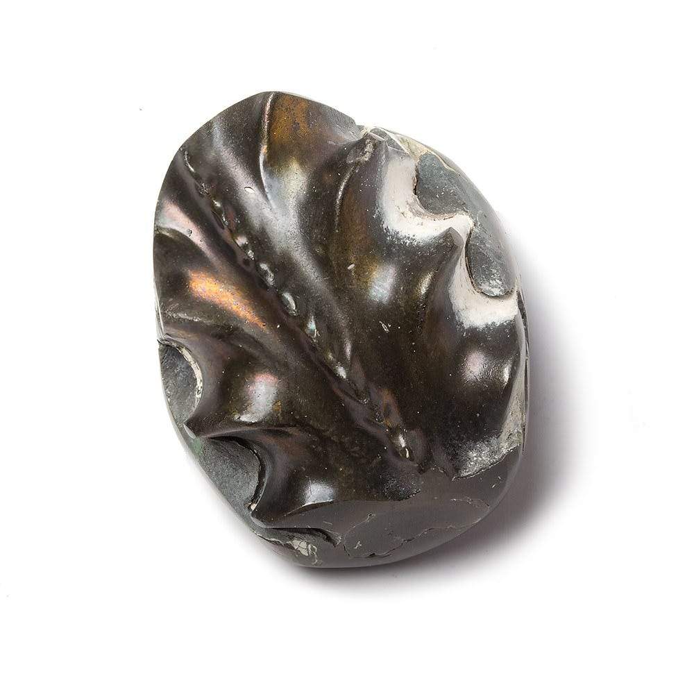 31x26mm Pyritized Ammonite Fossil Focal Bead - Beadsofcambay.com
