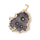 31x30mm Gold Leafed Amethyst Solar Quartz Slice Pendant 1 focal piece - Beadsofcambay.com