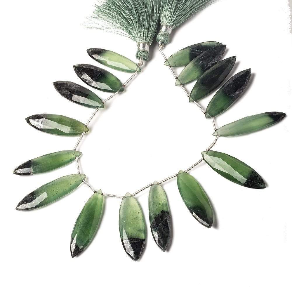 31x8-38x9mm Green Serpentine Beads Top Drilled Marquise 8 inch 15 pieces - Beadsofcambay.com