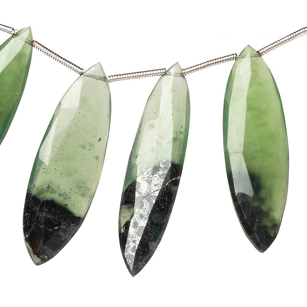 31x8-38x9mm Green Serpentine Beads Top Drilled Marquise 8 inch 15 pieces - Beadsofcambay.com