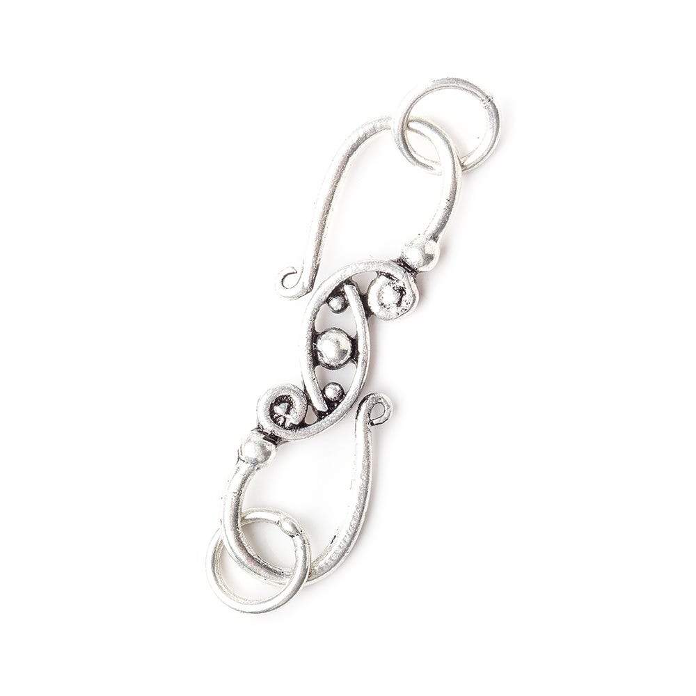 31x8mm Antiqued Sterling Silver Elongated S Hook with Paisley 1 Finding - Beadsofcambay.com