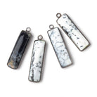 31x9mm Black Gold Bezel Dendritic Opal Plain Bar Pendant 1 piece - Beadsofcambay.com