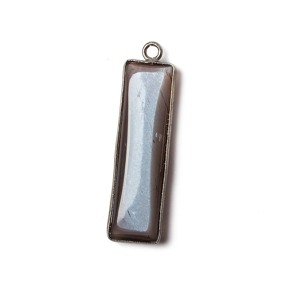 31x9mm Silver Bezel Chocolate Moonstone north south bar Pendant 1 focal bead - Beadsofcambay.com