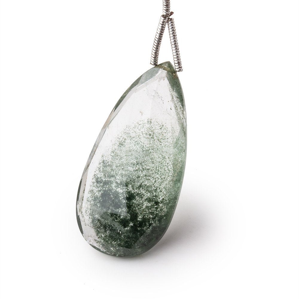 32-34mm Moss Quartz Faceted Pear Focal 1 Bead - Beadsofcambay.com