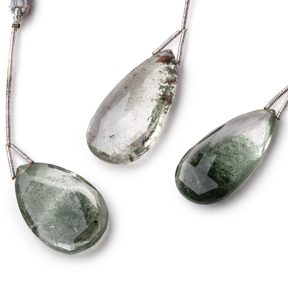 32-34mm Moss Quartz Faceted Pear Focal 1 Bead - Beadsofcambay.com