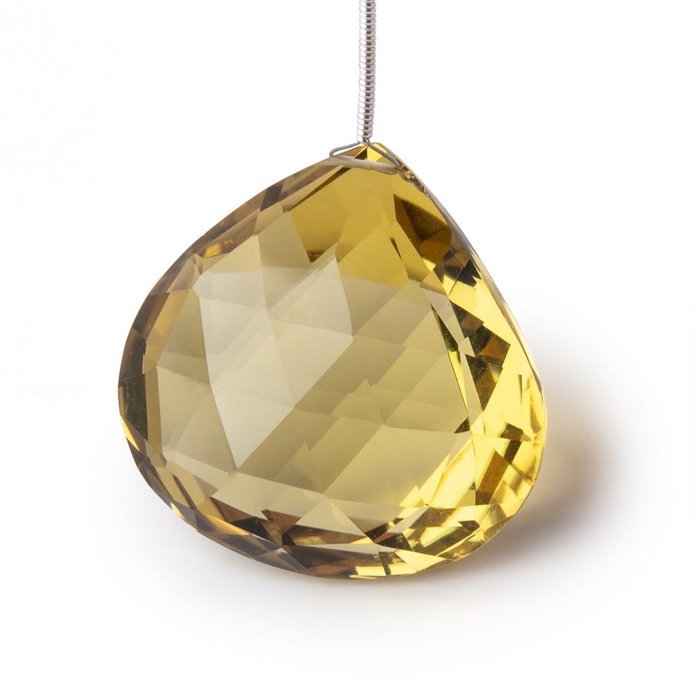 32mm Lemon Quartz Faceted Heart Focal Bead 1 Piece AAA - Beadsofcambay.com