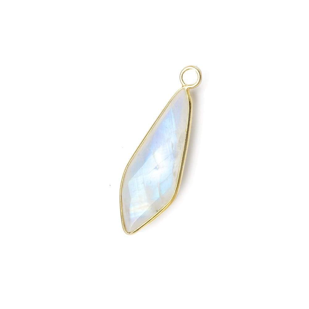 32x11mm Vermeil Bezel Rainbow Moonstone faceted fancy kite pendant 1 piece - Beadsofcambay.com