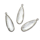 32x12mm Black Gold Bezeled Clear Quartz Pear Pendant 1 piece - Beadsofcambay.com