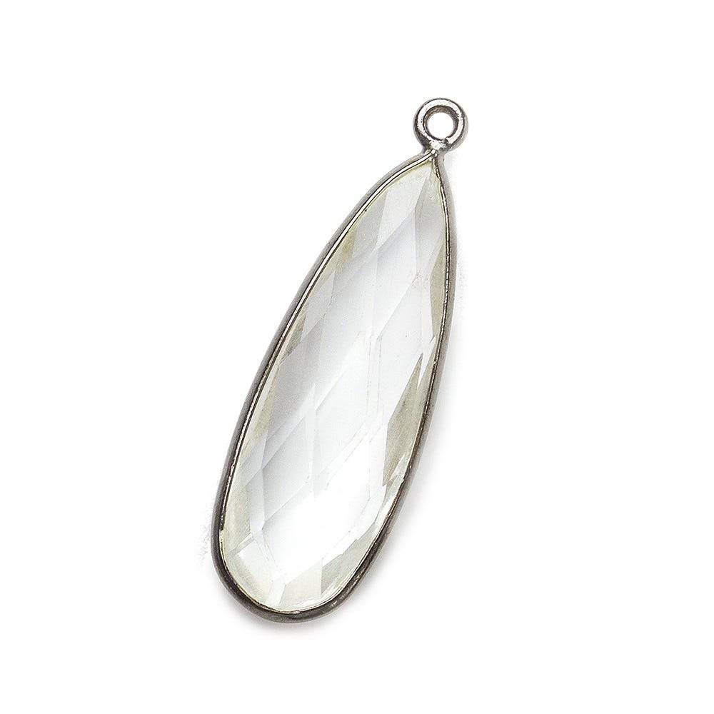 32x12mm Black Gold Bezeled Clear Quartz Pear Pendant 1 piece - Beadsofcambay.com