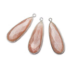 32x12mm Silver .925 Bezeled Angel Skin Peach Moonstone Pear Pendant 1 piece - Beadsofcambay.com