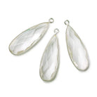 32x12mm Silver .925 Bezeled Clear Quartz Pear Pendant 1 piece - Beadsofcambay.com