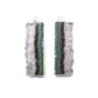 32x12mm Silver Leafed Bolivian Amethyst Natural Slice Pendant Set of 2 - Beadsofcambay.com