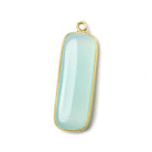 32x12mm Vermeil Bezel SeaBlue Chalcedony north south bar Pendant 1 focal bead - Beadsofcambay.com