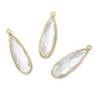 32x12mm Vermeil Bezeled Clear Quartz Pear Pendant 1 piece - Beadsofcambay.com