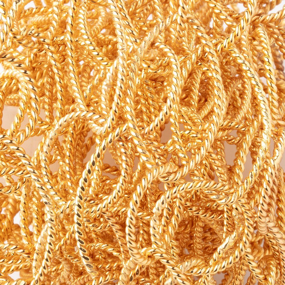 32x18mm & 19mm 22kt Gold Plated Twisted Satin Marquise & Round Link Chain - Beadsofcambay.com