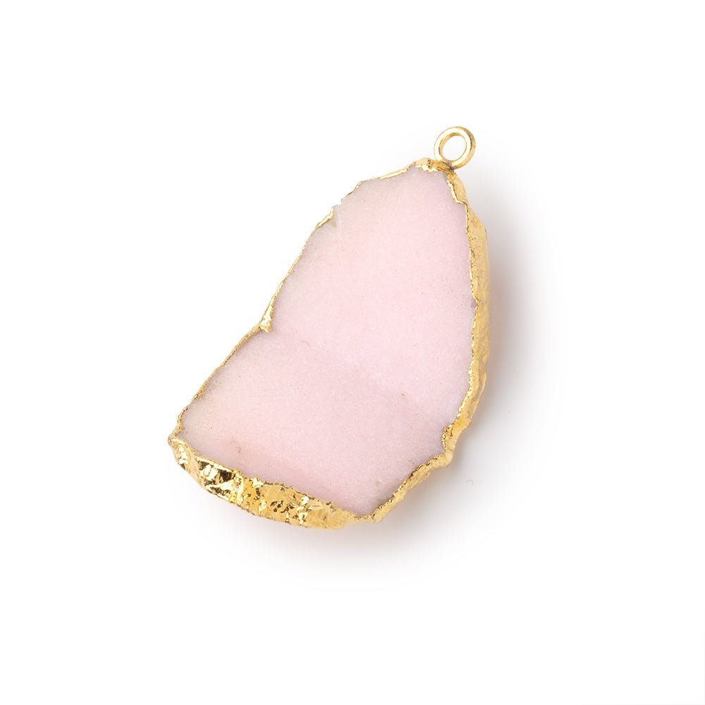 32x19mm Gold Leafed Pink Concave Drusy Pendant 1 focal piece - Beadsofcambay.com