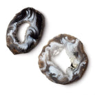 32x22.5-31x31mm Occo Agate with Drusy Slice without drill hole 2 pieces - Beadsofcambay.com