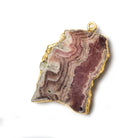 32x22x5mm Gold Leafed Rhodochrosite Slice Focal Bead - Beadsofcambay.com