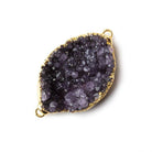 32x22x7mm Gold Leaf Edged Amethyst Drusy East West Connector 1 piece - Beadsofcambay.com