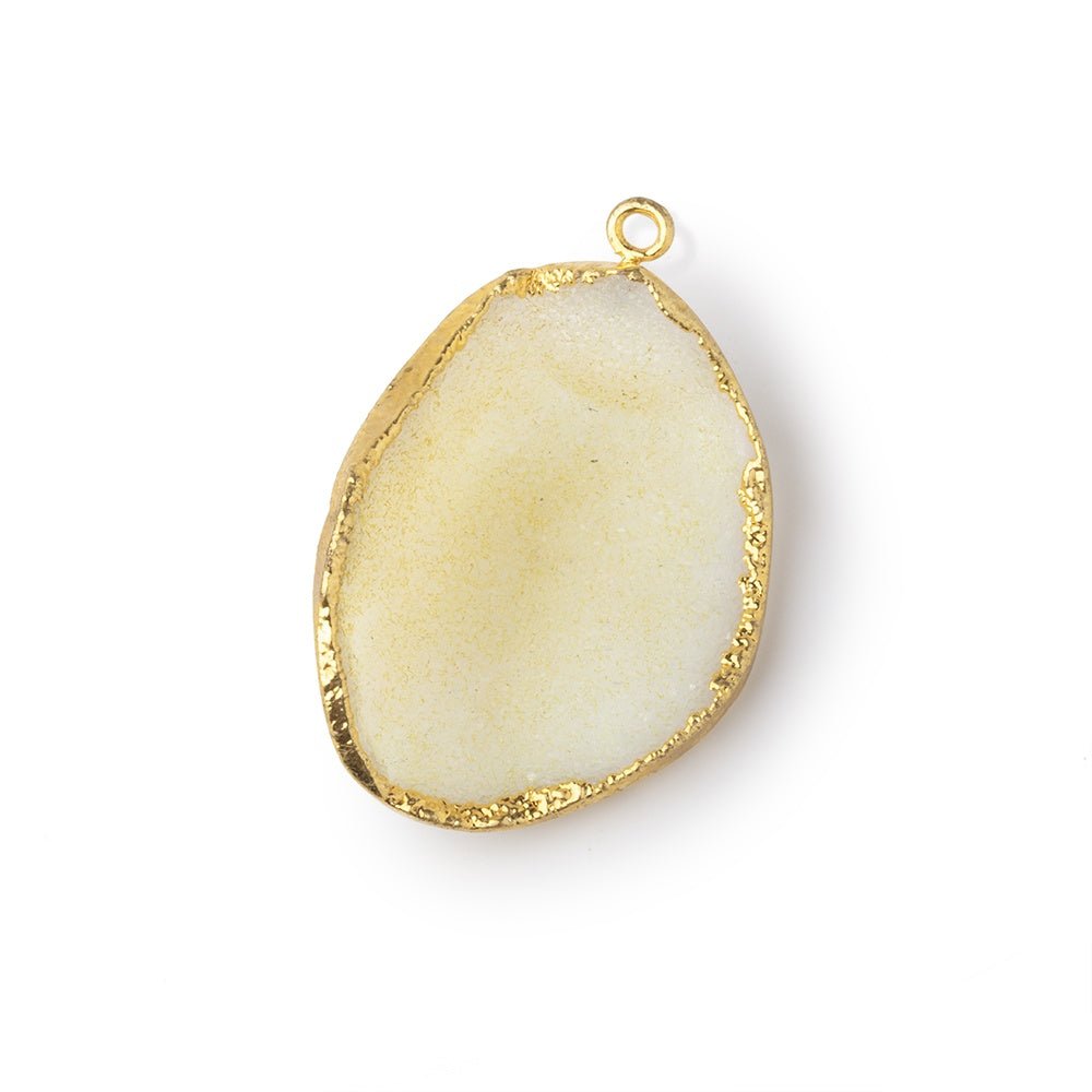 32x25mm Gold Leafed Cream Concave Drusy Pendant 1 focal piece - Beadsofcambay.com