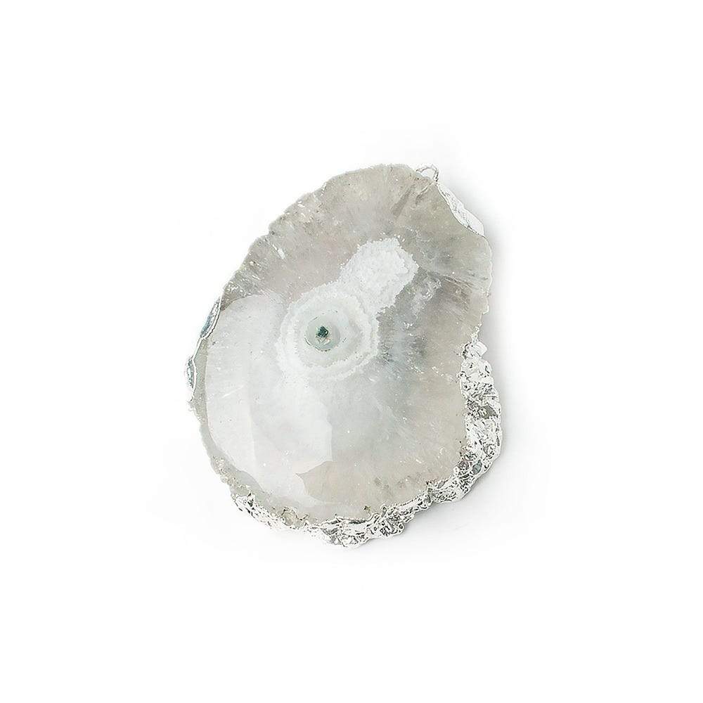 32x26mm Silver leafed Solar Quartz Slice Pendant 1 piece - Beadsofcambay.com