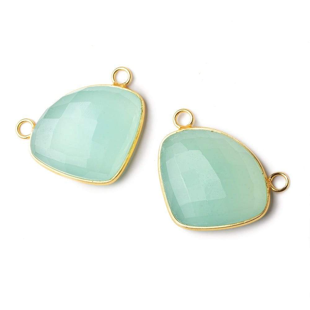 32x26mm Vermeil Bezel Sea Green Chalcedony Cleftless Heart Connector 1 piece - Beadsofcambay.com