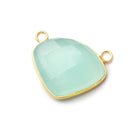 32x26mm Vermeil Bezel Sea Green Chalcedony Cleftless Heart Connector 1 piece - Beadsofcambay.com