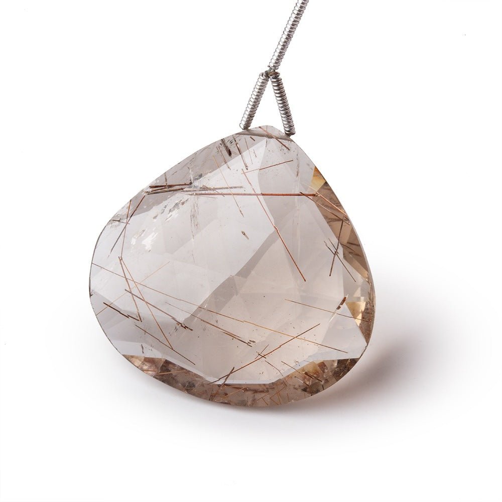 32x30.5mm Rutilated Quartz Faceted Heart Focal Bead 1 piece - Beadsofcambay.com