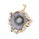 32x33mm Gold Leafed Amethyst Solar Quartz Slice Pendant 1 focal piece - Beadsofcambay.com