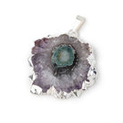 32x34mm Silver Leafed Amethyst Solar Quartz Slice Pendant 1 focal piece - Beadsofcambay.com