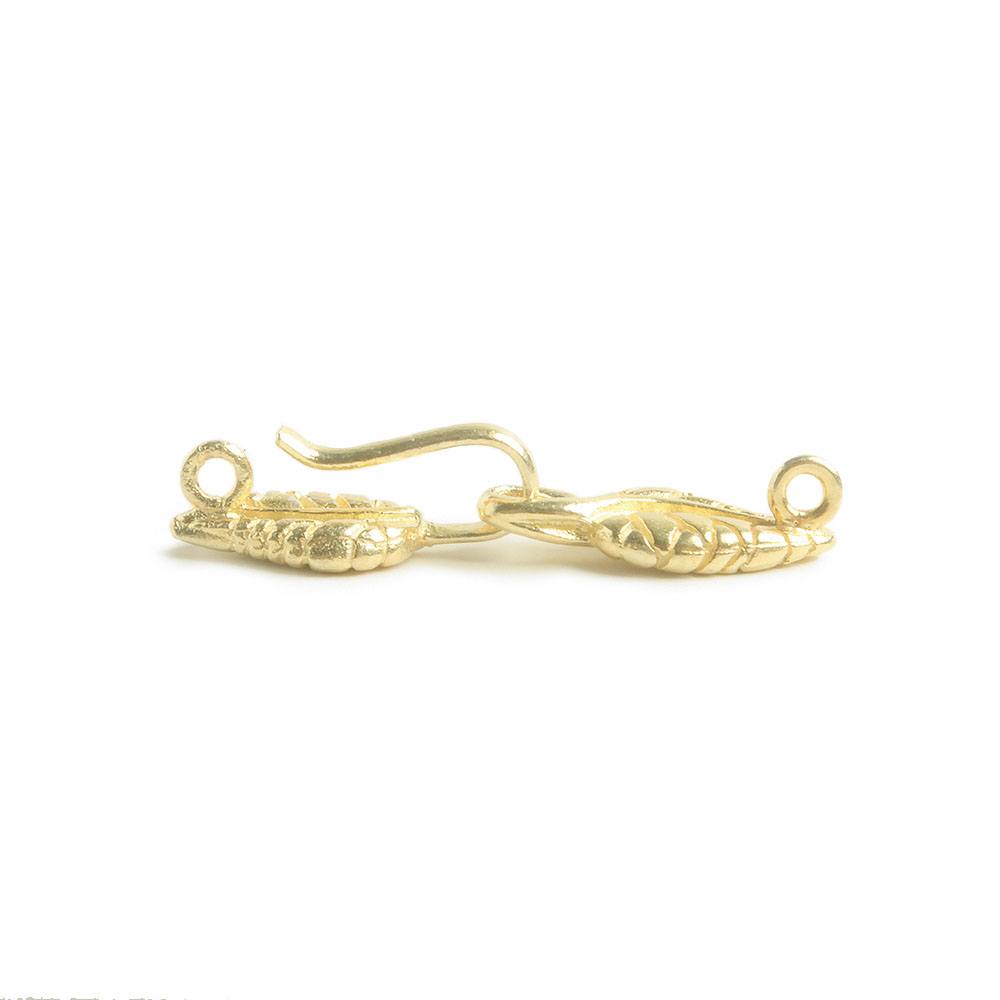 32x7mm Vermeil Leaf Hook Clasp 1 piece - Beadsofcambay.com