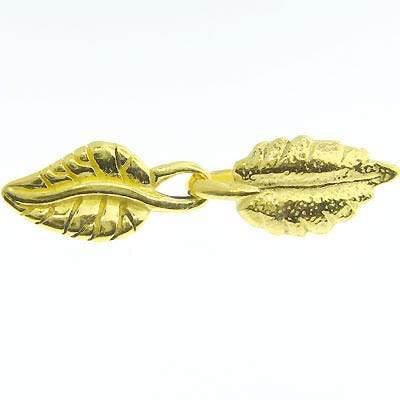 32x7mm Vermeil Leaf Hook Clasp 1 piece - Beadsofcambay.com
