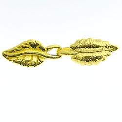 32x7mm Vermeil Leaf Hook Clasp 1 piece - Beadsofcambay.com