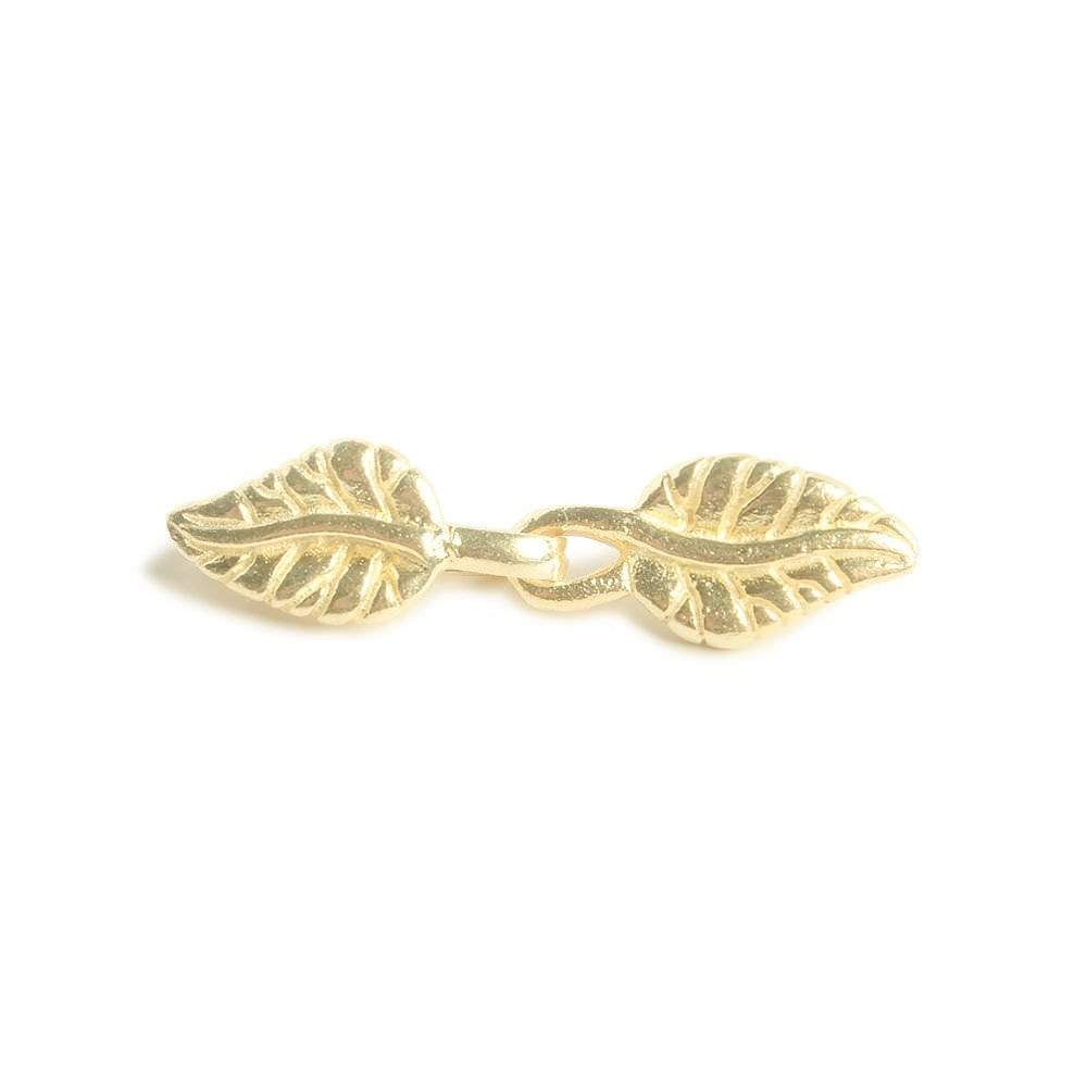 32x7mm Vermeil Leaf Hook Clasp 1 piece - Beadsofcambay.com